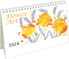 Calendrier de bureau chevalet 2024 Flower Art Page de garde