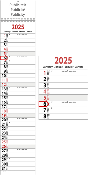 Calendrier languette 2025 XL 12p 16x79cm