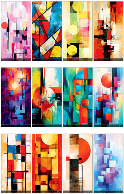 Calendrier mural 2025 Abstract AI Art 13p 31x70cm Images