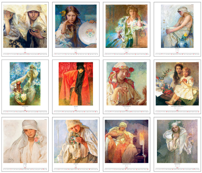 Calendrier mural 2025 Alfons Mucha 13p 45x59cm Images