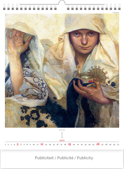 Calendrier mural 2025 Alfons Mucha 13p 45x59cm