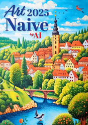 Calendrier mural 2025 Art Naive by AI 13p 31x52cm Page de garde