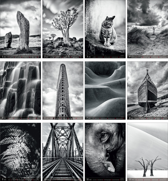 Calendrier mural 2022 Black and White 13p 31x52cm Images