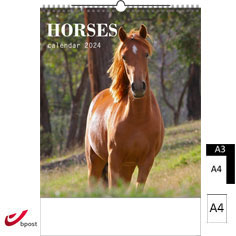 Calendrier publicitaire illustré 2024 Horses A4 A3