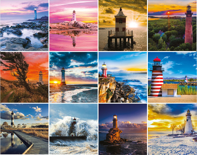 Calendrier mural 2026 Lighthouse 13p 22x41cm Images