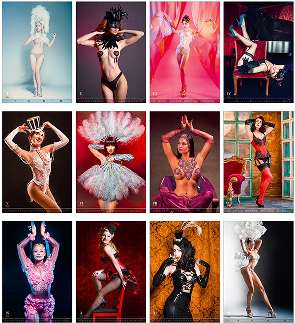 Calendrier mural 2024 Pin-Up Burlesque 13p 33x55cm Images
