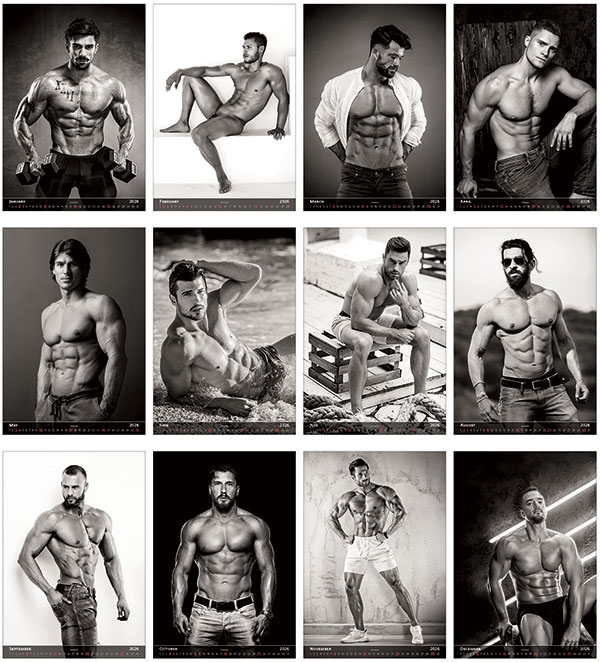 Calendrier mural 2026 Pin-Up Men 13p 33x55cm Images