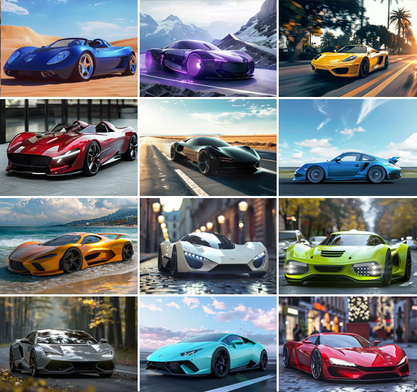 Calendrier mural 2025 Sports Cars by AI 13p 30x47cm Images