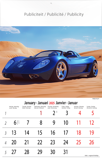 Calendrier mural 2025 Sports Cars by AI 13p 30x47cm