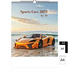 Calendrier publicitaire illustré 2025 Sports Cars by AI A4 A3