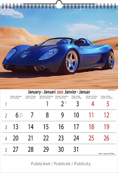 Calendrier mural 2025 Sports Cars by AI 13p A4 A3